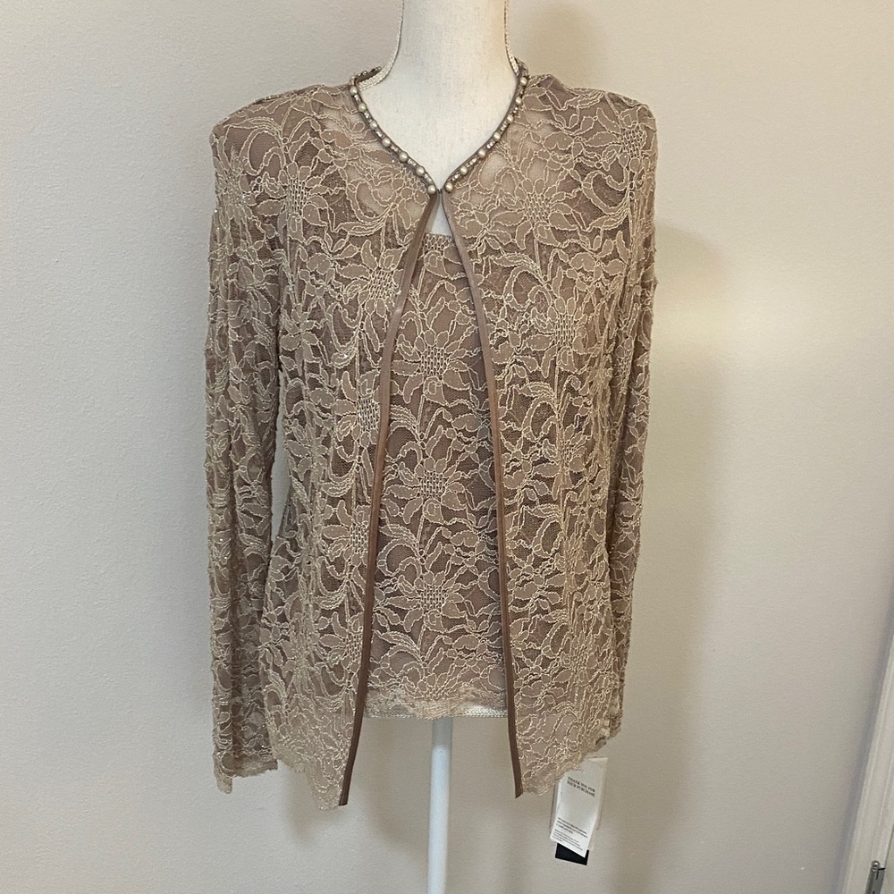 Cachet Lace Top in Beige and Brown
